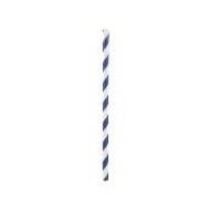 Blue and white striped paper straw