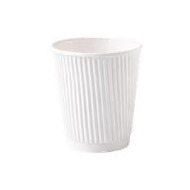 White ripple wall paper cup with a ridged outer wall